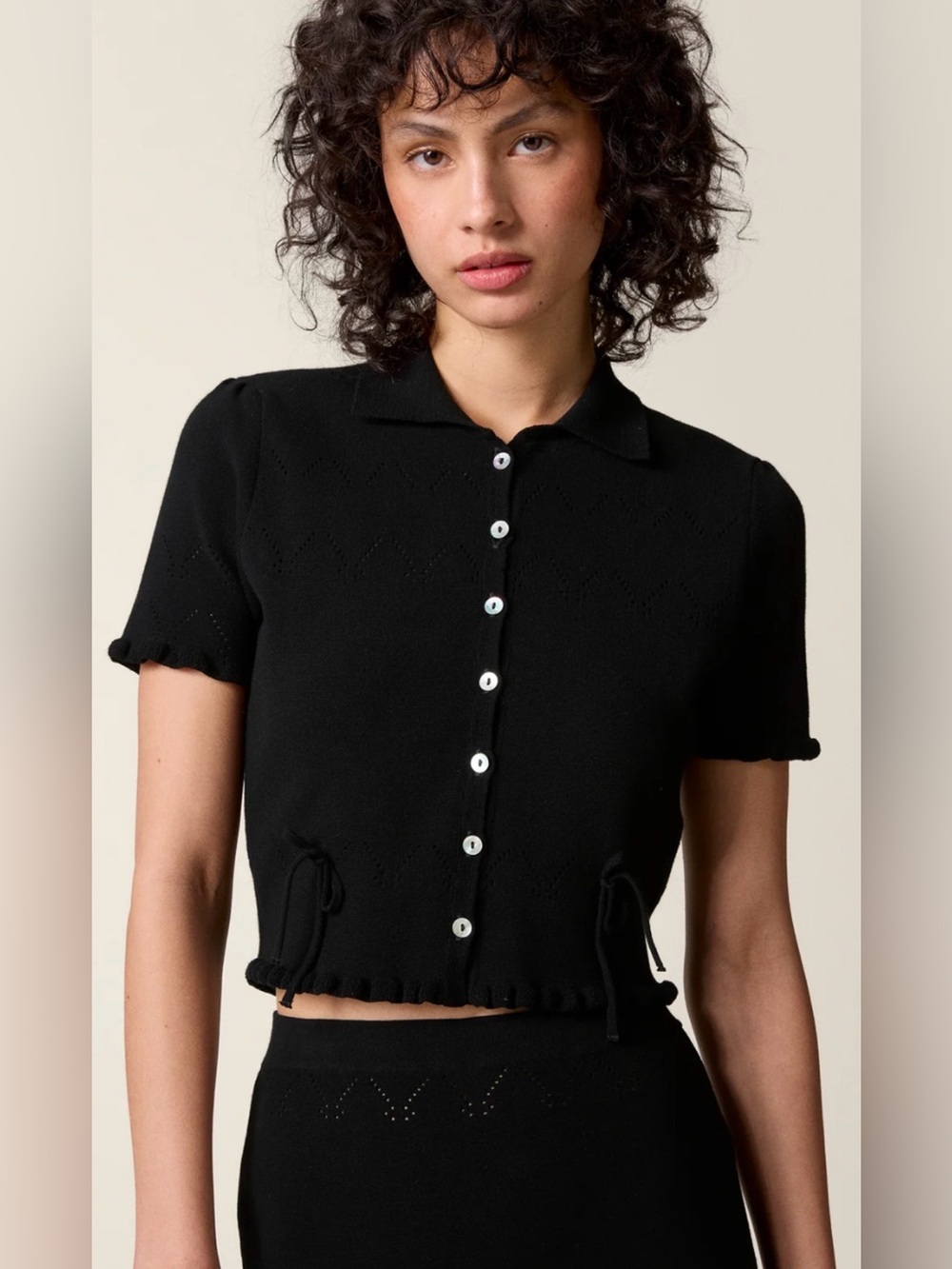 ROUJE PARIS DANAELLE SHORT SLEEVE COMPACT KNIT TOP size 4 BLACK